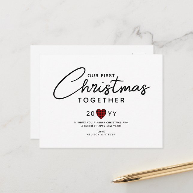 Cartes Pour Fêtes Annuelles Premier Noël Ensemble Couples (Devant/Arrière en situation)