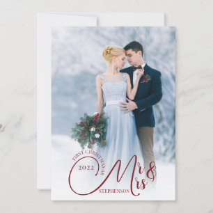 Cartes Pour Fêtes Annuelles Premier Noël M. et Mme 2 Photo Votre Vœu