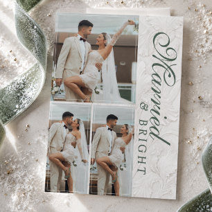 Cartes Pour Fêtes Annuelles Premier Noël Mariés & Lumineux Photo de jeunes mar