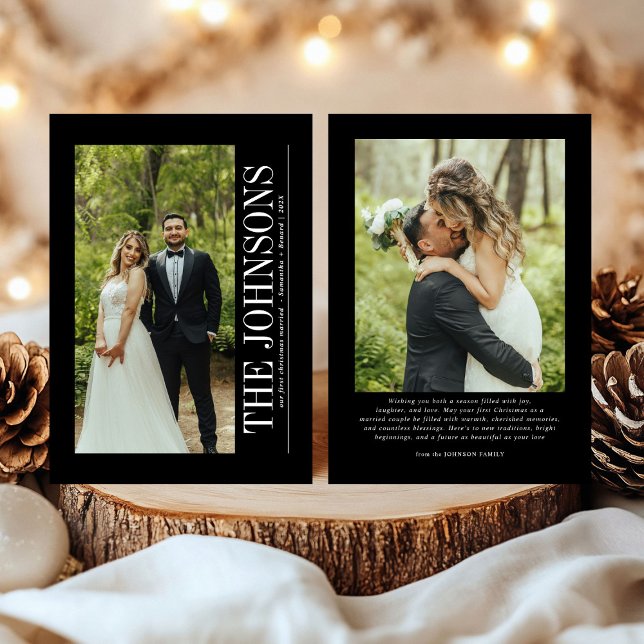 Cartes Pour Fêtes Annuelles Premier Noël minimum Marié Photo Nouveaux mariés (Créateur téléchargé)