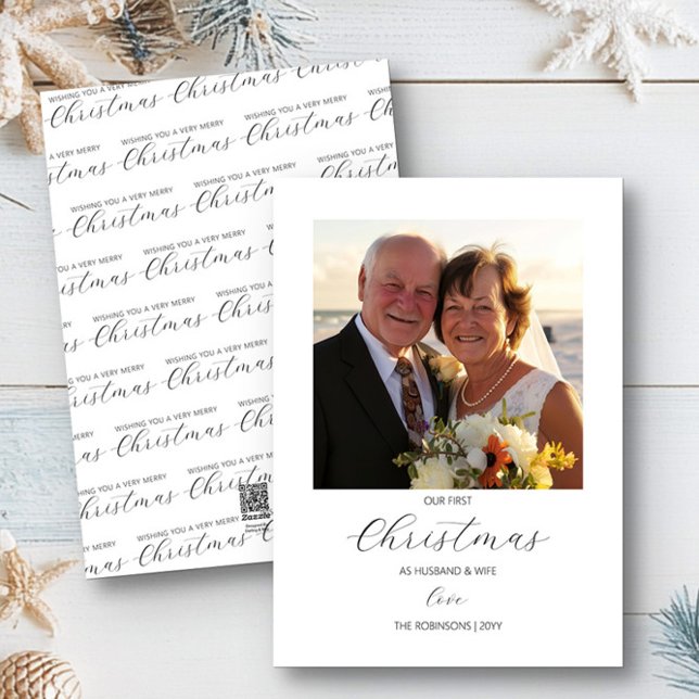 Cartes Pour Fêtes Annuelles Premier Noël Monsieur et Madame Simple Carré Photo (Our first christmas as husband and wife Christmas Photo Card by Darling & May)