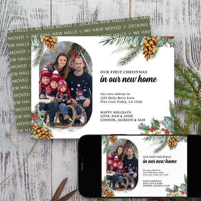 Cartes Pour Fêtes Annuelles Premier Noël Nouveau Accueil Lozenge Photo Holly P (First Christmas New Home Photo Holiday Card from Rounded Lozenge Photo Collage collection)