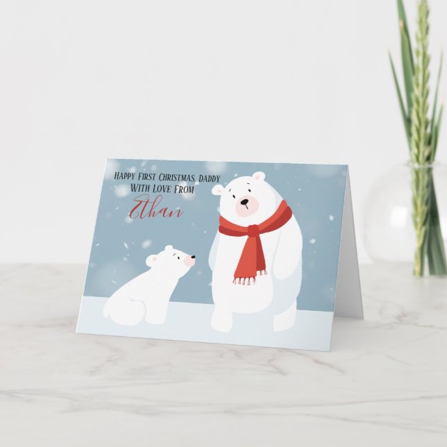 Cartes Pour Fêtes Annuelles Premier Noël Papa Ours Polaire Personnalisé (Devant)
