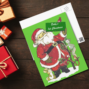Cartes Pour Fêtes Annuelles Premier Noël Père Noël mignon du bébé