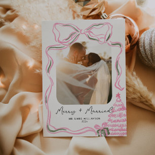 Cartes Pour Fêtes Annuelles Premier Noël Vintage Pink Bow