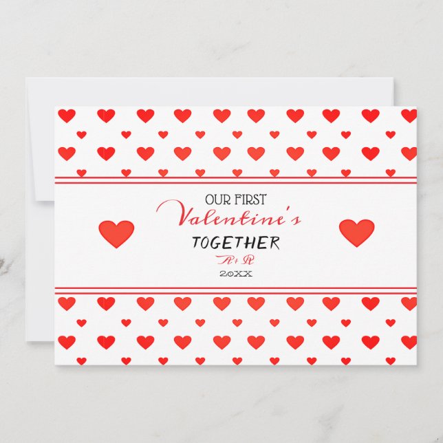 Cartes Pour Fêtes Annuelles Premier Saint-Valentin ensemble cœurs rouges photo (Devant)