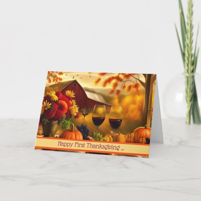 Cartes Pour Fêtes Annuelles Premier Thanksgiving dans une nouvelle maison pers (Devant)