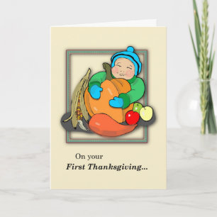 Cartes Pour Fêtes Annuelles Premier Thanksgiving du bébé