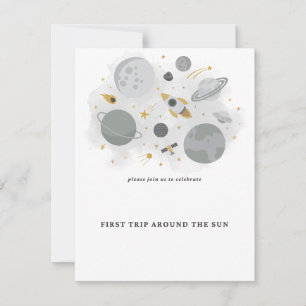 Cartes Pour Fêtes Annuelles premier voyage autour du soleil anniversaire invit