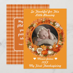 Cartes Pour Fêtes Annuelles Première Action de grâce de bébé - Fleurs d'automn