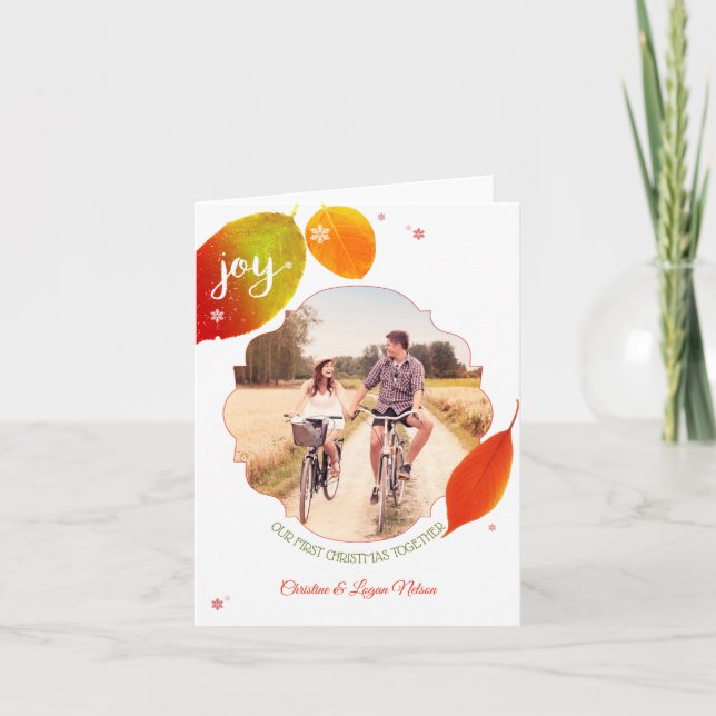 Cartes Pour Fêtes Annuelles Première de Noël du couple photo ensemble (Devant)