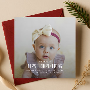 Cartes Pour Fêtes Annuelles Première famille de photos rouges de Noël du bébé 