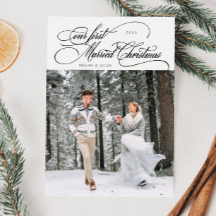 Cartes Pour Fêtes Annuelles Première Mariée Noël Nouvelle Photo Blanche