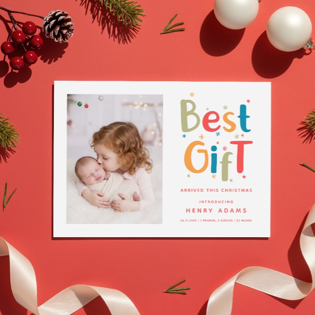 Cartes Pour Fêtes Annuelles Première Noël de bébé, annonce de naissance rétro (Créateur téléchargé)
