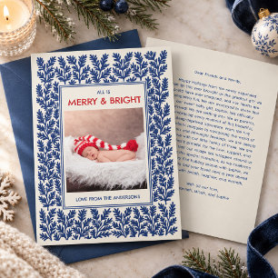 Cartes Pour Fêtes Annuelles Première Noël de bébé en impression de bloc bleu,