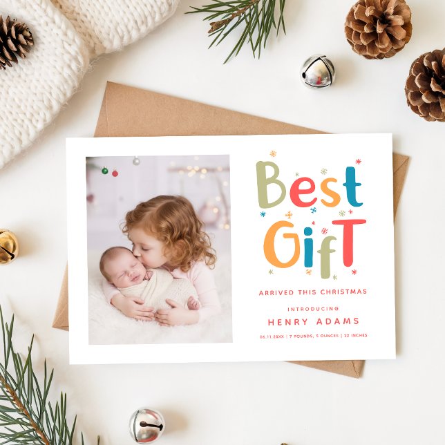 Cartes Pour Fêtes Annuelles Première Noël de bébé rétro Annonce de naissance (Créateur téléchargé)