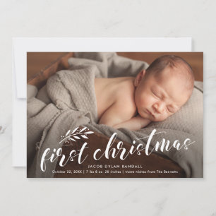 Cartes Pour Fêtes Annuelles Première photo de bébé Noël manuscrite
