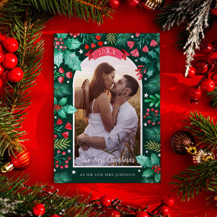 Cartes Pour Fêtes Annuelles Première photo de l'aquarelle mariée de Noël