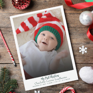 Cartes Pour Fêtes Annuelles Première photo de naissance de bébé de Noël Modern