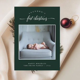 Cartes Pour Fêtes Annuelles Première photo de Noël de bébé simple Vert