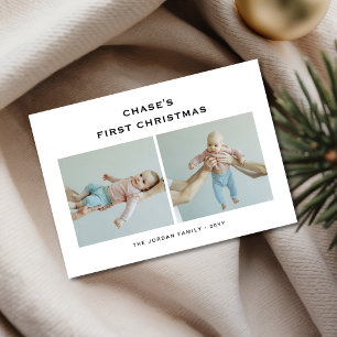 Cartes Pour Fêtes Annuelles Première photo de Noël du bébé minimaliste moderne