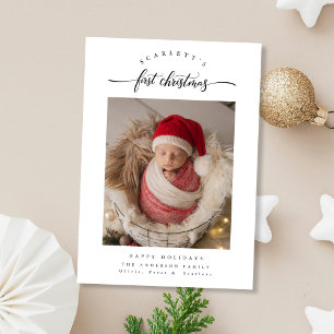 Cartes Pour Fêtes Annuelles Première photo de Noël du bébé moderne