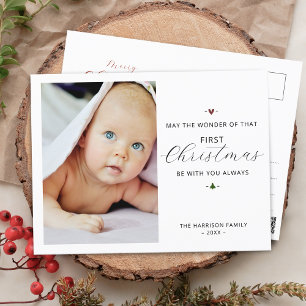 Cartes Pour Fêtes Annuelles Première photo de Noël du bébé moderne