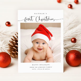 Cartes Pour Fêtes Annuelles Première photo de Noël du bébé mou moderne