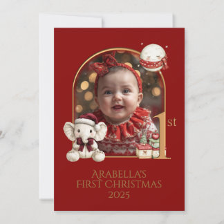 Cartes Pour Fêtes Annuelles Première photo de Noël du bébé**Plat
