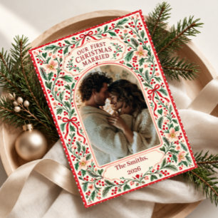 Cartes Pour Fêtes Annuelles Première photo de Noël mariés