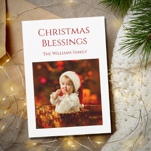 Cartes Pour Fêtes Annuelles Premières Bénédictions de Noël Cute Baby Photo