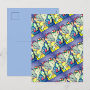CARTES POUR FÊTES ANNUELLES PREMIERS AMOURS DES ÉLÉPHANTEAUX, AMIS PACHYDERMES