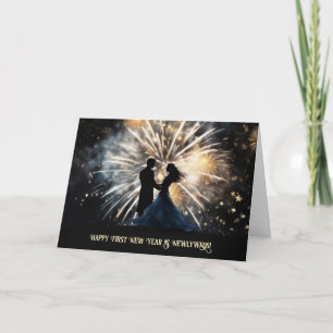 Cartes Pour Fêtes Annuelles Premiers Nouvel An Jeunes Mariés Couple Mignon 
