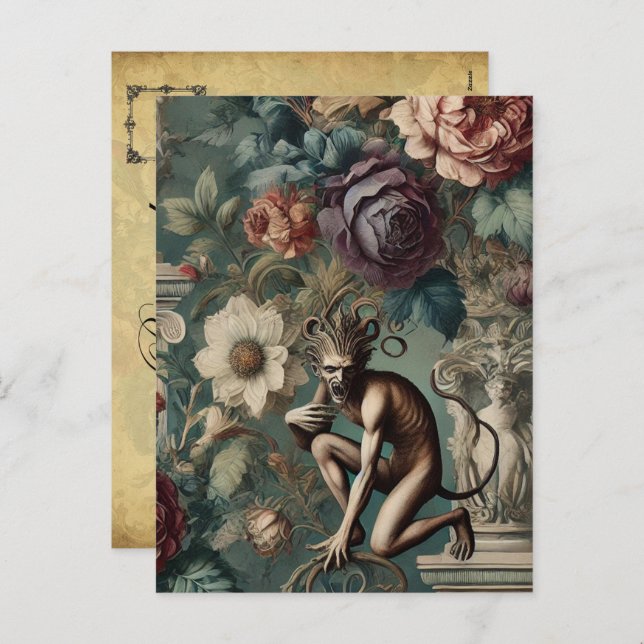 Cartes Pour Fêtes Annuelles Prenez un Bow - Gothique Floral Design (Devant / Derrière)