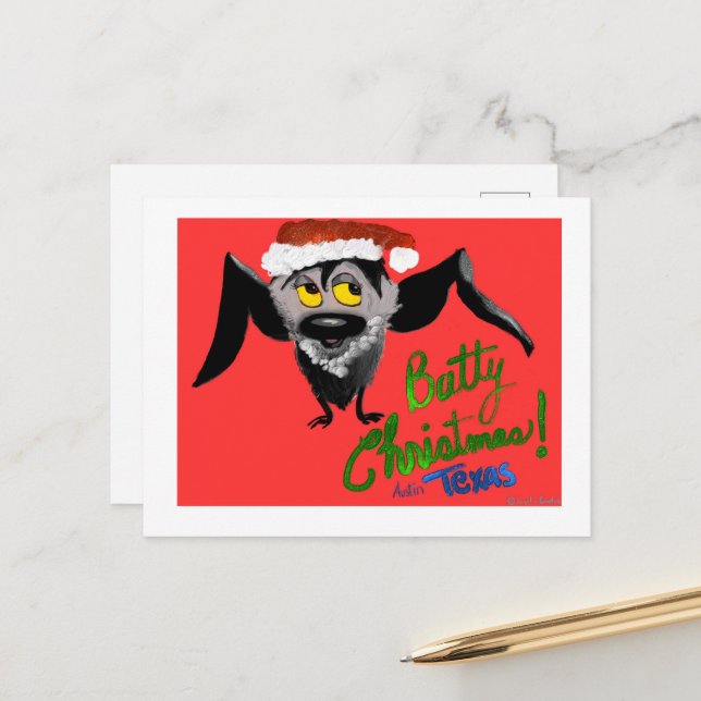 Cartes Pour Fêtes Annuelles Prenez un Noël Batty ! (Devant/Arrière en situation)