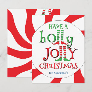Cartes Pour Fêtes Annuelles Prenez un Noël Holly Jolly ! Peppermint Swirl Elf