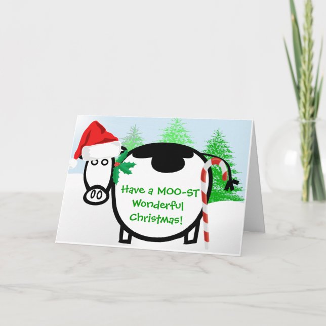 Cartes Pour Fêtes Annuelles Prenez un Noël MOO-ST merveilleux ! - (Devant)