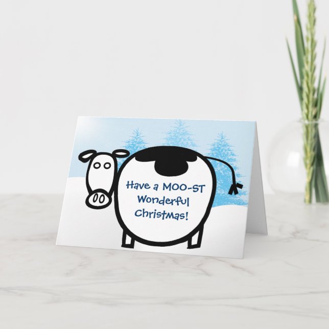 Cartes Pour Fêtes Annuelles Prenez un Noël MOO-ST merveilleux ! (Devant)