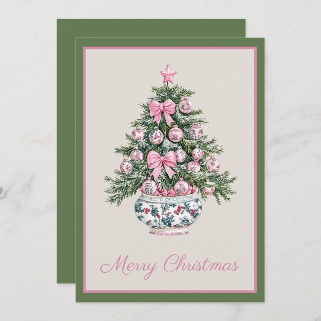 Cartes Pour Fêtes Annuelles Preppy Chinoiserie Christmas Tree Gift Card Holder (Devant / Derrière)