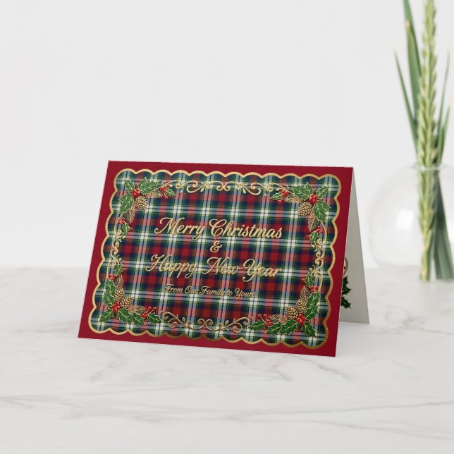 Cartes Pour Fêtes Annuelles Preppy Christmas Plaid  (Devant)