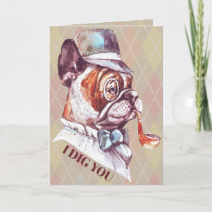 Cartes Pour Fêtes Annuelles Preppy Gentleman Chien Je T'Ai Creusé
