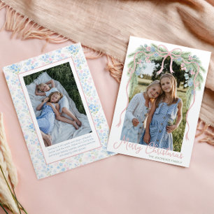Cartes Pour Fêtes Annuelles Preppy Grandmillennial Christmas Bow Swag Photo