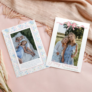 Cartes Pour Fêtes Annuelles Preppy Grandmillennial Christmas Bow Swag Photo