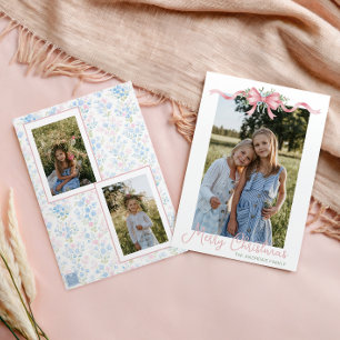Cartes Pour Fêtes Annuelles Preppy Grandmillennial Christmas Bow Swag Photo