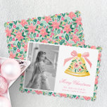 Cartes Pour Fêtes Annuelles Preppy Pink & Green Palm Beach Christmas Bell<br><div class="desc">PreppyPrint.com - Célébrez Noël avec style! Ajoutez votre touche personnalisée à ces cartes de Noël. Transférez aussi ce design sur les produits de votre choix ! Cliquez sur "retirer du dos de la carte" sous "Logo & Independent Creator Mark" pour supprimer le code QR du dos de la carte. Veuillez...</div>