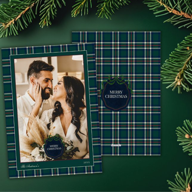 Cartes Pour Fêtes Annuelles Preppy Tartan Plaid Christmas Photo Holiday Card (Créateur téléchargé)