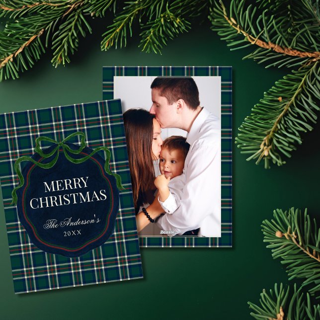 Cartes Pour Fêtes Annuelles Preppy Tartan Plaid Christmas Photo Holiday Card (Créateur téléchargé)