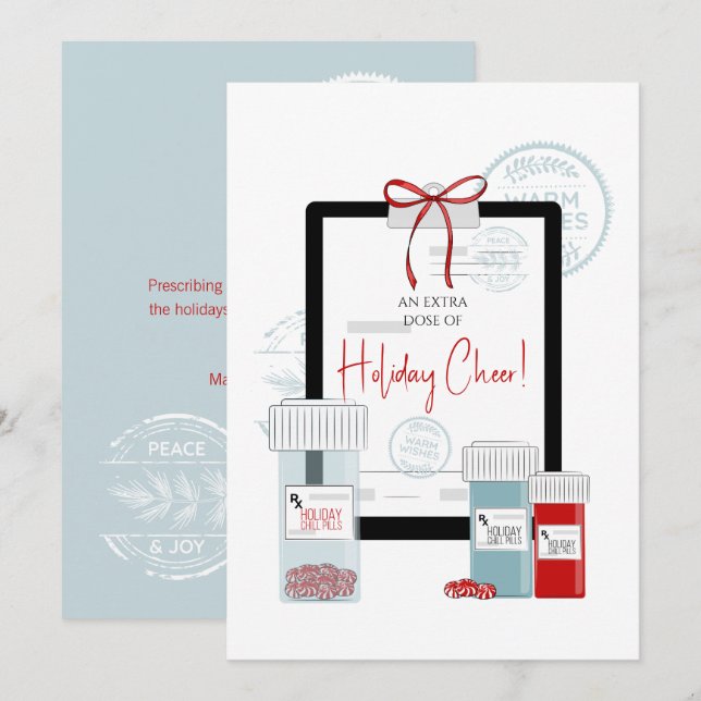 Cartes Pour Fêtes Annuelles Prescription de Noël pour la dose de joie (Devant / Derrière)