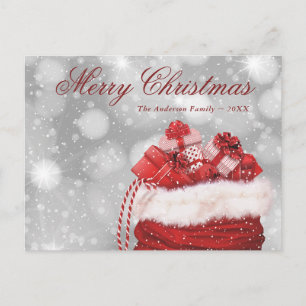 Cartes Pour Fêtes Annuelles Présences modernes de neige rouge Joyeux Noël