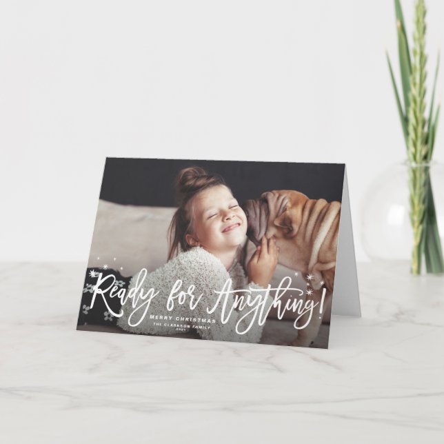 Cartes Pour Fêtes Annuelles Prêt Pour Tout Script Joyeux Noël Photo (Devant)